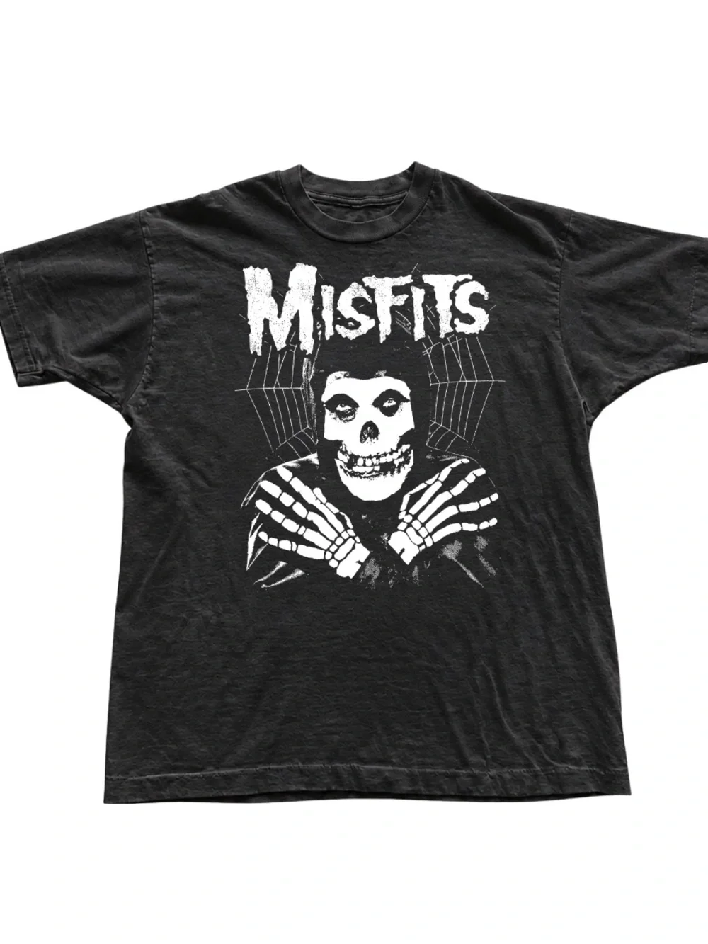 Black Misfits Graphic Tee with White Skull Print